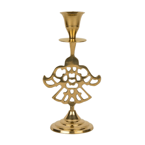 BRASS & MOP ANGEL TAPER CANDLE HOLDER